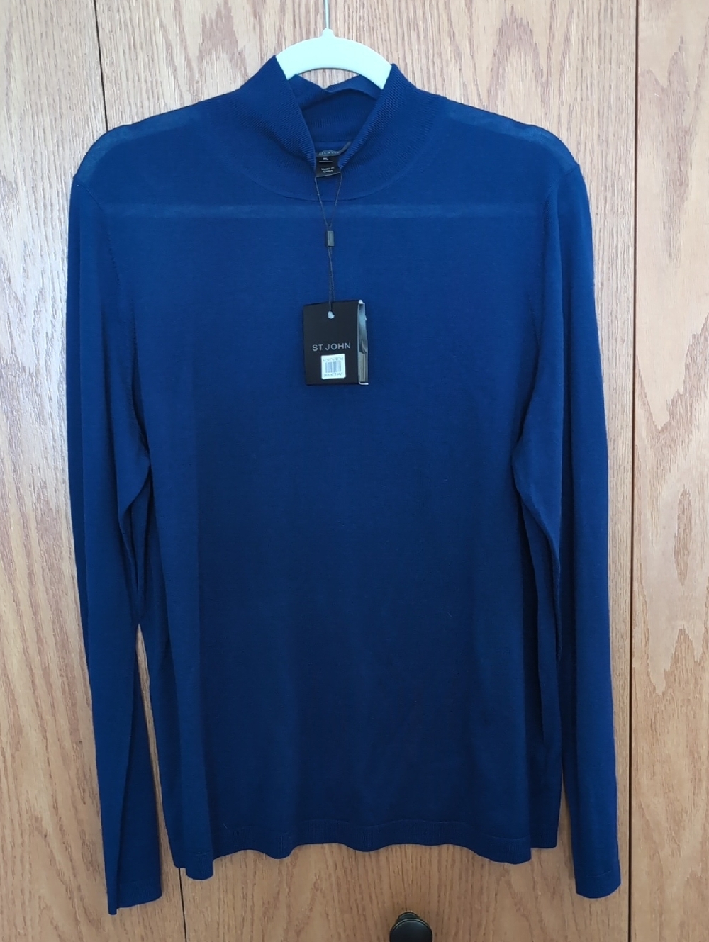 St. John Deep Navy Mock Neck Long Sleeve Top